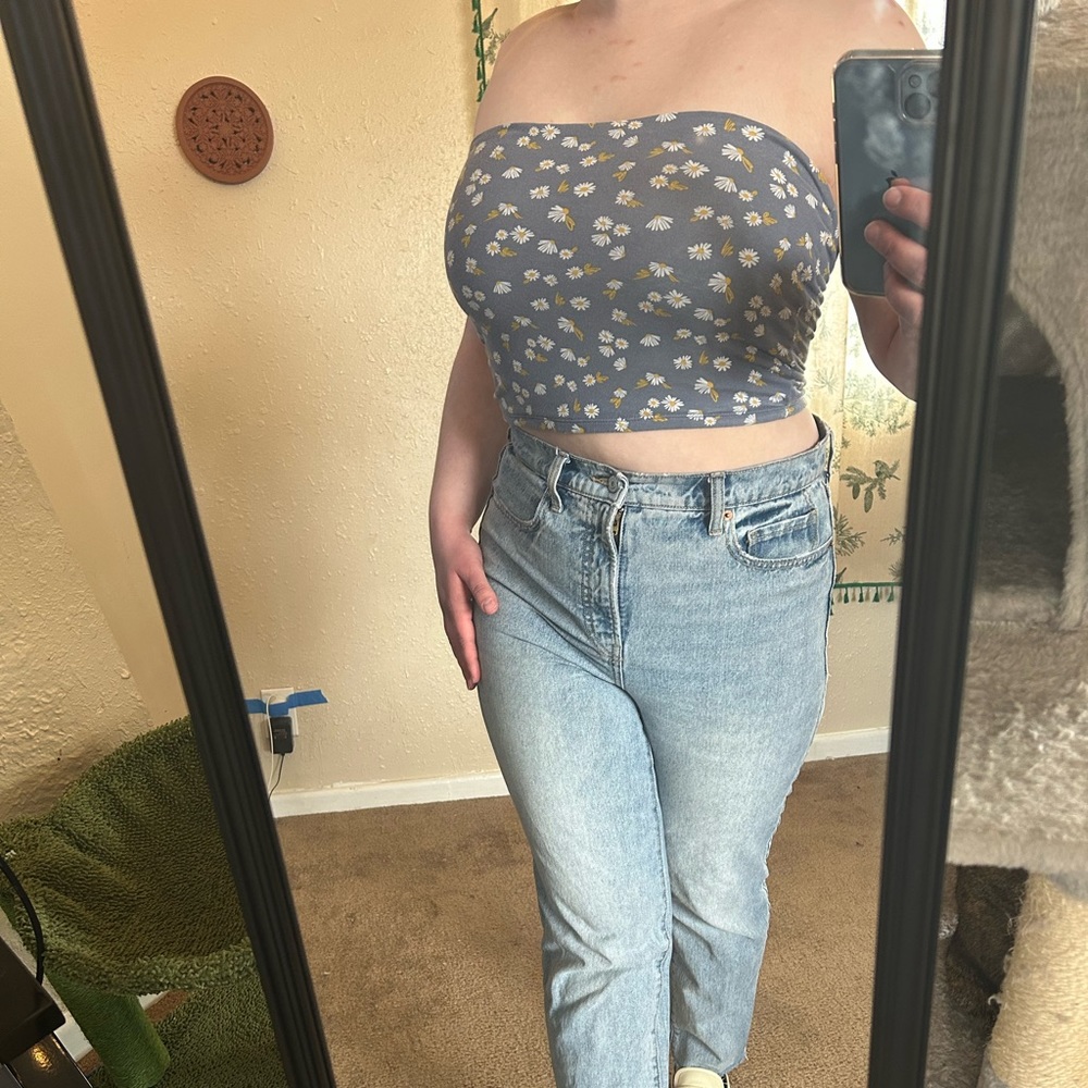 Wild Fable Blue Strapless Crop Top